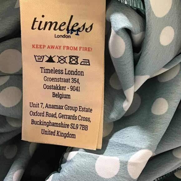 TIMELESS LONDON US 14 1X plus Green Polka Dot Long Sleeve Wide Leg Jumpsuit B69 - Picture 10 of 10